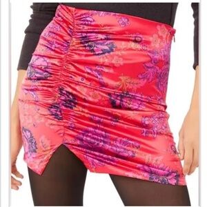 Free People Floral Satin Mini Skirt